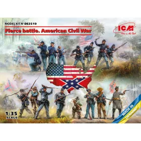   ICM DS3519 Fierce battle. American Civil War(Union Infan,UnionInfaSet #2,ConfederInfSet #2 (1/35)