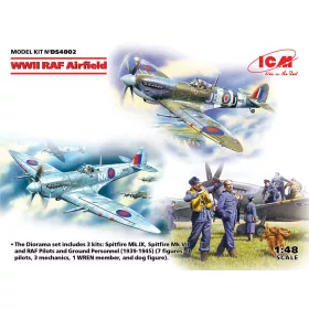   ICM DS4802 WWII RAF Airfield (Spitfire Mk.IX,Spitfire MkVII,RAF Pilots a Ground Pers(7 fig (1/48)