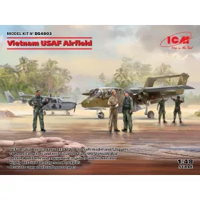   ICM DS4803 Vietnam USAF Airfield(Cessna O-2A,OV-10 Bronco,US Pil&Gro.Pers(Viet.War)5 fig (1/48)