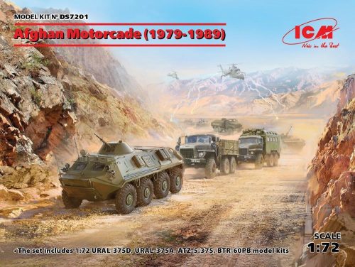 ICM DS7201 Afghan Motorcade (1979-1989)(URAL-375D, URAL-375A,ATZ-5-375,BTR60PB (1/72)