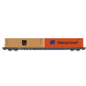   Igra Model 96010078 Konténerszállító négytengelyes teherkocsi, Sggnss-XL, Ermewa, 2 db 40 lábas konténerrel,  Hapag Lloyd (E6) (H0)