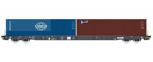 Igra Model 96010101 Konténerszállító négytengelyes teherkocsi, Sggnss-XL, IGS-Cargo, 2 db 40 lábas konténerrel, COSCO/Beacon (E6) (H0)