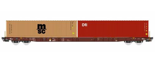 Igra Model 96010102 Konténerszállító négytengelyes teherkocsi, Sggnss-XLs, Metrans 2 db 40 lábas konténerrel, MSC/CAI (E6) (H0)