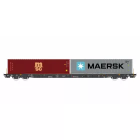  Igra Model 96010105 Konténerszállító négytengelyes teherkocsi, Sggnss-XLs, Rhein-Cargo, 2 db 40 lábas konténerrel, MSC/MAERSK (E6) (H0)