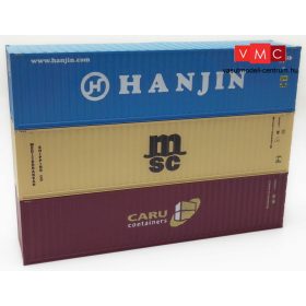   Igra Model 98010008 Konténer-készlet, 3 db 40 lábas konténer - Hanjin, MSC, Caru (H0)