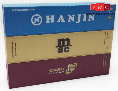 Igra Model 98010008 Konténer-készlet, 3 db 40 lábas konténer - Hanjin, MSC, Caru (H0)