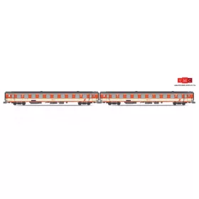 Jägerndorfer JC60260 Személykocsi-pár, négytengelyes lange Schlieren, Jaffa-festés, 2. osz