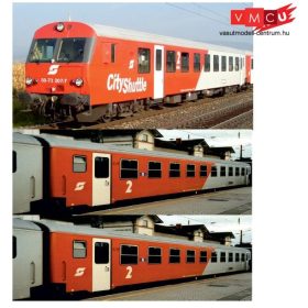   Jägerndorfer JC60330 Személykocsi-készlet, 3-részes négytengelyes lange Schlieren, City Shuttle, 2 db 2. osztály, vezérlőkocsival, ÖBB logóval, ÖBB (E5) (N)