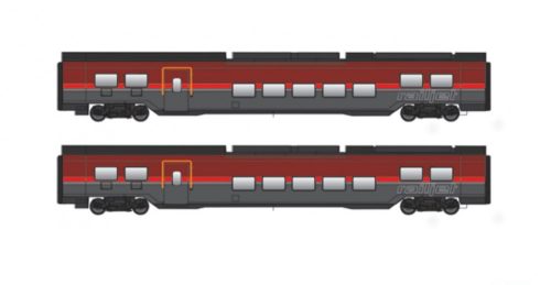 Jägerndorfer JC72220 Személykocsi-pár, négytengelyes 1. osztály és 2. osztály, Railjet, ÖBB (E6) (H0) - High End Edition