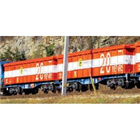   Jägerndorfer JC78100 Iker-konténerszállító teherkocsi, Innofreight ócskavasszállító konténerekkel, 20 years, ÖBB (E6) (H0)