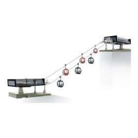   Jägerndorfer JC82492 H0 felvonó modell szett, D-Line Set, 6 db Omega V kabinnal 1:87 - Fekete