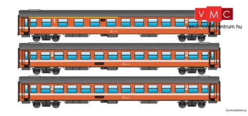 Jägerndorfer JC90304 Személykocsi készlet, 3-részes négytengelyes UIC-X 2. osztály, naran
