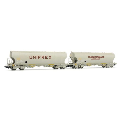 Jouef HJ61656 Önürítős négytengelyes teherkocsi-pár gabonaszállításhoz, Unifrex/Arbel Rail, SNCF (E4) (H0)
