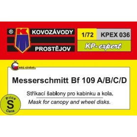   KPEX036 Messerschmitt Bf 109A/B/C/D Mask for canopy and wheel - maszkolósablon 1/72