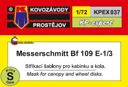 KPEX037 Messerschmitt Bf 109E-1/3 Mask for canopy and wheel - maszkolósablon 1/72