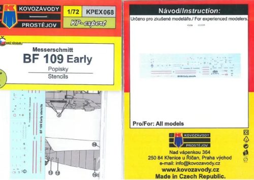KPEX068 Bf 109 Early stencils - matrica 1/72