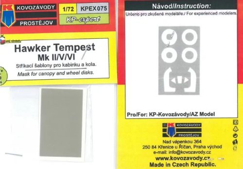 KPEX075 Tempest Mk.II/V/VI mask for canopy and wheel disks - maszkolósablon 1/72