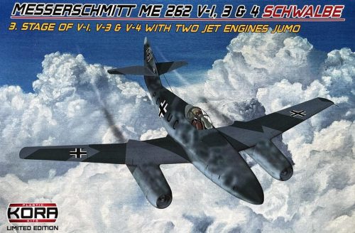 Kora Models 72171 Messerschmitt Me 262 V-1, 3 & 4 Schwalbe 3. Stage of V-1, V-3 & V-4 with two Jet Engine Jumo 1/72 repülőgép makett