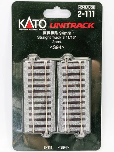 Kato 2-111 Unitrack egyenes sín, ágyazatos, 94 mm - 2 db (H0)