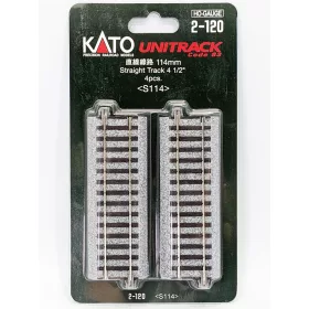   Kato 2-120 Unitrack egyenes sín, ágyazatos, 114 mm - 4 db (H0)