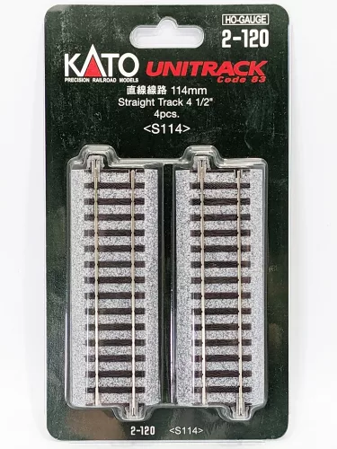 Kato 2-120 Unitrack egyenes sín, ágyazatos, 114 mm - 4 db (H0)