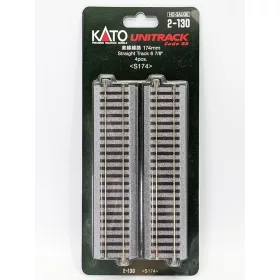   Kato 2-130 Unitrack egyenes sín, ágyazatos, 174 mm - 4 db (H0)