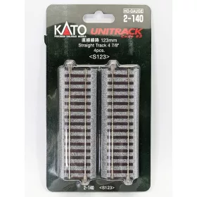   Kato 2-140 Unitrack egyenes sín, ágyazatos, 123 mm - 4 db (H0)