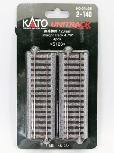 Kato 2-140 Unitrack egyenes sín, ágyazatos, 123 mm - 4 db (H0)