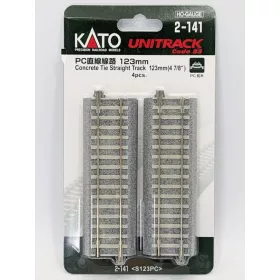   Kato 2-141 Unitrack egyenes sín, betonaljas ágyazatos, 123 mm - 4 db (H0)