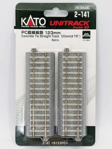 Kato 2-141 Unitrack egyenes sín, betonaljas ágyazatos, 123 mm - 4 db (H0)