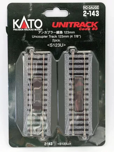 Kato 2-143 Unitrack egyenes kocsiszétkapcsoló sín, ágyazatos, 123 mm - 2 db (H0)