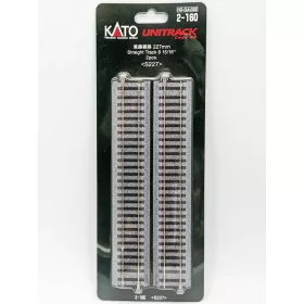   Kato 2-160 Unitrack egyenes sín, ágyazatos, 227 mm - 2 db (H0)
