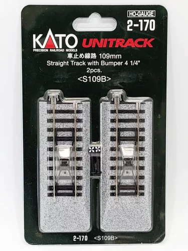 Kato 2-170 Unitrack egyenes sín japán ütközőbakkal, ágyazatos, 109 mm - 2 db (H0)