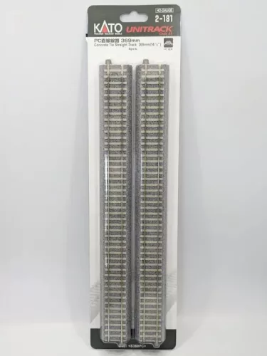 Kato 2-181 Unitrack egyenes sín, betonaljas ágyazatos, 369 mm - 4 db (H0)