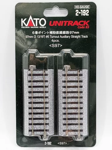 Kato 2-192 Unitrack egyenes sín, ágyazatos, (#6 váltókiegyenlítő) 97 mm - 4 db (H0)