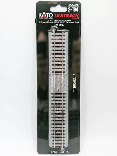 Kato 2-194 Unitrack egyenes sín, ágyazatos, állítható hosszúság 212-252 mm - 1 db (H0)