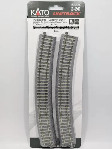 Kato 2-241 Unitrack betonaljas döntött íves sín, ágyazatos (R730-22.5PC) - 2 db (H0)