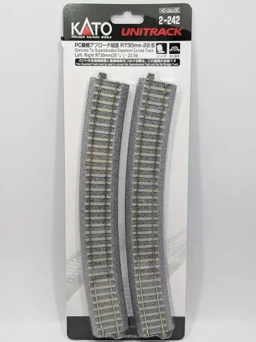 Kato 2-242 Unitrack betonaljas döntött íves sín, ágyazatos (R730-PCAL/R730-PCAR) - 2 db (H0)