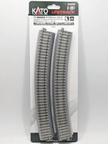 Kato 2-251 Unitrack betonaljas íves sín, ágyazatos (R790-22.5PC) - 4 db (H0)