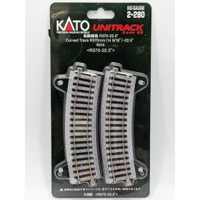   Kato 2-280 Unitrack íves sín, ágyazatos (R370-22.5) - 4 db (H0)