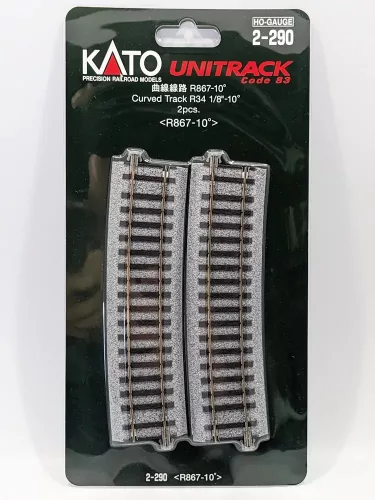 Kato 2-290 Unitrack íves sín, ágyazatos (R867-10) - 2 db (H0)