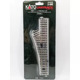   Kato 2-840 Unitrack ágyazatos kézi balos váltó, 490mm Radius (H0)