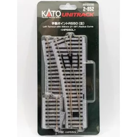   Kato 2-852 Unitrack ágyazatos kézi balos váltó, (EP550R) (H0)