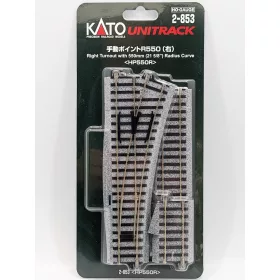   Kato 2-853 Unitrack ágyazatos kézi jobbos váltó, (EP550R) (H0)