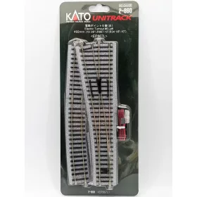   Kato 2-860 Unitrack ágyazatos elektromos balos váltó, 867mm Radius (H0)