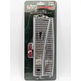   Kato 2-861 Unitrack ágyazatos elektromos jobbos váltó, 867mm Radius (H0)