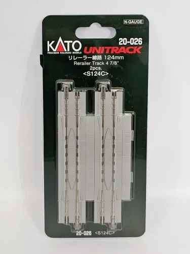 Kato 20-026 Unitrack egyenes sín siklott kerék visszahelyező, betonaljas ágyazatos, 124 mm - 2 db (N)