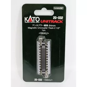  Kato 20-032 Unitrack egyenes kocsiszétkapcsoló sín, ágyazatos, 64 mm - Micro Trains kuplunghoz (N)
