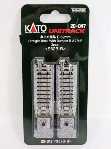 Kato 20-047 Unitrack egyenes sín japán ütközőbakkal, ágyazatos, 62 mm - 2 db (N)