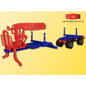 Kibri 12251 DOLL rönkszállító utánfutó (dolly), rakodódaruval, hosszú rönkökhöz (H0)